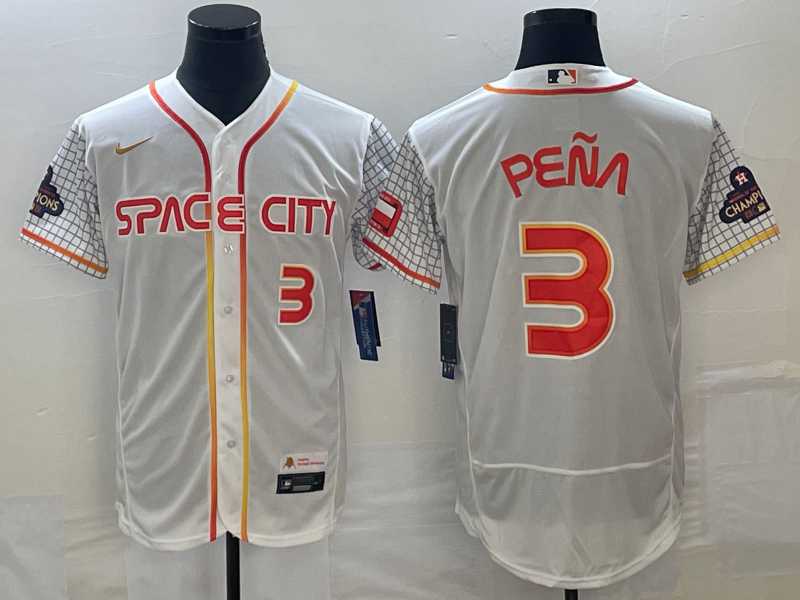 Men%27s Houston Astros #3 Jeremy Pena Number White 2023 City Connect Flex Base Stitched Jersey->houston astros->MLB Jersey